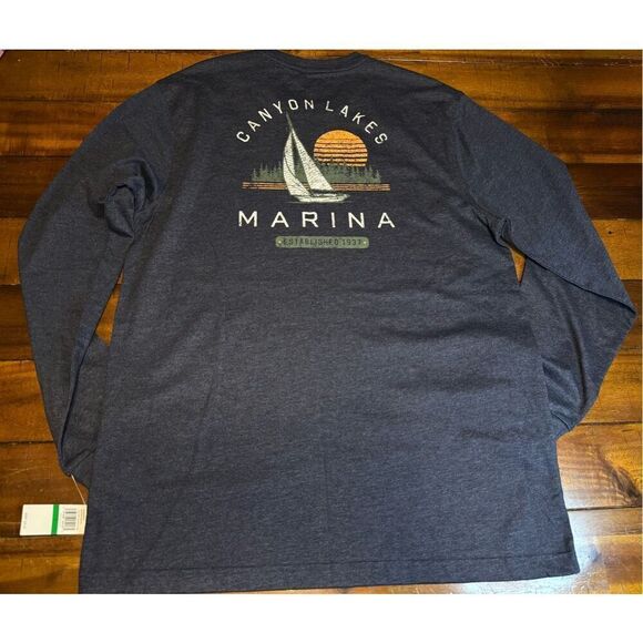 NWT Navy Blue Izod Saltwater Crewneck Long Sleeve Tee Mens Size Large - Picture 3 of 9